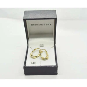 Fine Jewellery 14K Gold Diamond-Cut Oval Hoop Earrings Gold - Bild 1 von 3