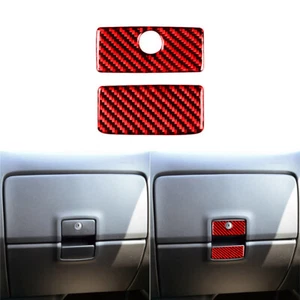 2Pcs Red Carbon Fiber Glove Box Cover Trim For Silverado GMC SIERRA 2014-2018 - Picture 1 of 14