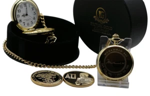 SIGNED MUHAMMAD ALI Gold Pocket Watch and Boxing Gold Coin Luxury  Sports Gift - Picture 1 of 6