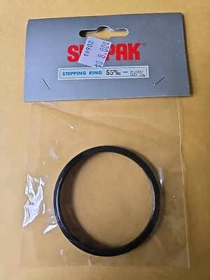Vtg NOS Metal Step Up Adapter Ring 55mm Lens to 58mm Filter Converter E55-E58  - Image 1 of 3