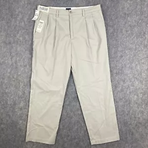 Dockers Pants Men 36X32 Tan Easy Khaki Classic Fit Pleated All Motion Casual NEW - Picture 1 of 12