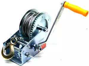 2000lbs Dual Gear Hand Winch Steel Cable Hand Crank ATV Trailer Boat Heavy Duty - Picture 1 of 2