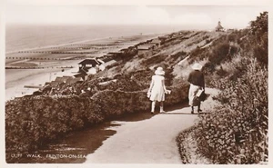 Postcard RPPC Frinton On Sea Cliff Walk Ocean Rocks Path Real Photo - Picture 1 of 3