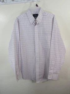 American Living Dress Shirt Size 17 34 35 White Pink Blue Striped Button Front - Picture 1 of 4