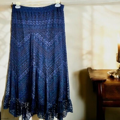 蕾丝裙深浪漫穆迪靛蓝蓝色巫婆下摆奇思妙哥特童话尺寸 L — 第 1/4 张图片