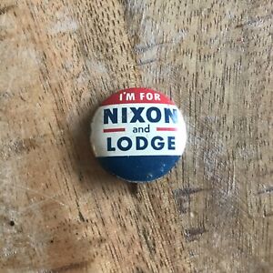 I'm for Nixon political metal button, vintage, 1960