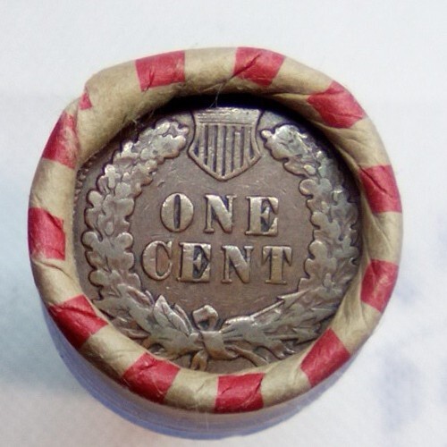 Sealed Indian Head Penny Reverse On One End Wheat Cent On Other Roll Of 50 Coin