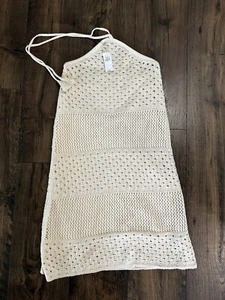 NWT Old Navy Cream 100% Cotton Crochet Open Knit Tube Dress - Size S - Picture 1 of 8