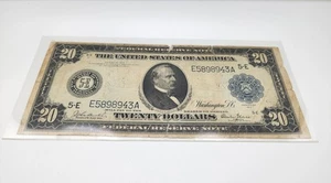 1913 $20 Bill - 1914 Series Virginia Federal Reserve Note - Large Note Cleveland - Picture 1 of 14