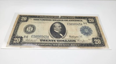 1913 $20 Bill - 1914 Series Virginia Federal Reserve Note - Large Note Cleveland - Image 1 of 4