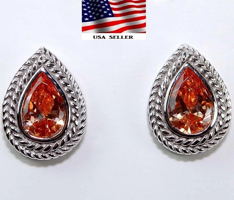 3CT Treated Padparadscha Sapphire 925 Sterling Silver Earrings Jewelry Y3-2 - Image 1 of 1