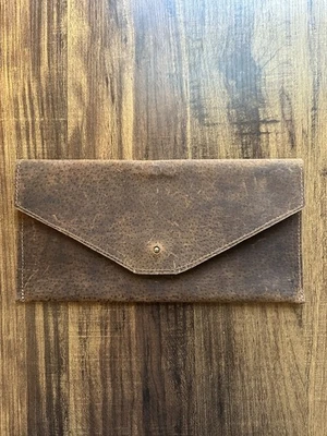 Brown Leather Envelope Clutch - Image 1 of 4