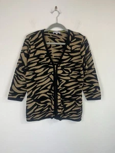 Per Una M&S Zip Up Cardigan Size 14 Zebra Print V-Neck Pockets - Picture 1 of 12