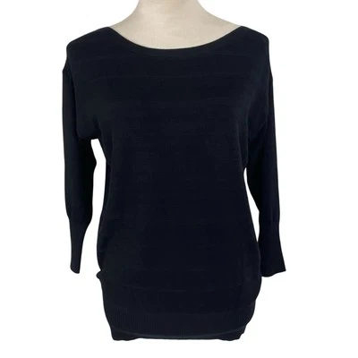 APT. Suéter 9 Mujer Talla Pequeña Negro Cuello Barco Manga 3/4 Foto 1 de 4