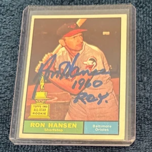 RON HANSEN AUTOGRAPHED 1961 TOPPS CARD W/COA & 1960 ROY INSC - Picture 1 of 1