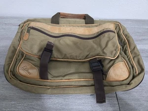 L.L. BEAN Vintage Messenger Laptop Bag Shoulder Leather Canvas Tan Made In USA - Picture 1 of 12