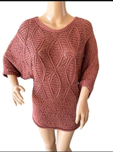 City Chic Sweater Loose Knit Mauve Color Stretch Plus Size XXS/12 - Picture 1 of 8