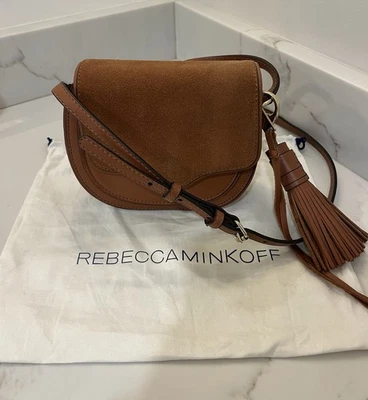 Rebecca Minkoff Suki Saddle Crossbody Bag Mini Brown Leather Suede Tassel - Image 1 of 4