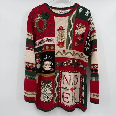 Nutcracker Sweater Women Small Red Green Christmas Embroidered Vintage Relaxed - Image 1 of 4