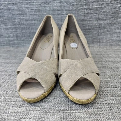 Alpargatas Chaps Open Peep Toe cuña sin cordones caqui para mujer 8,5 Dakota Foto 1 de 4