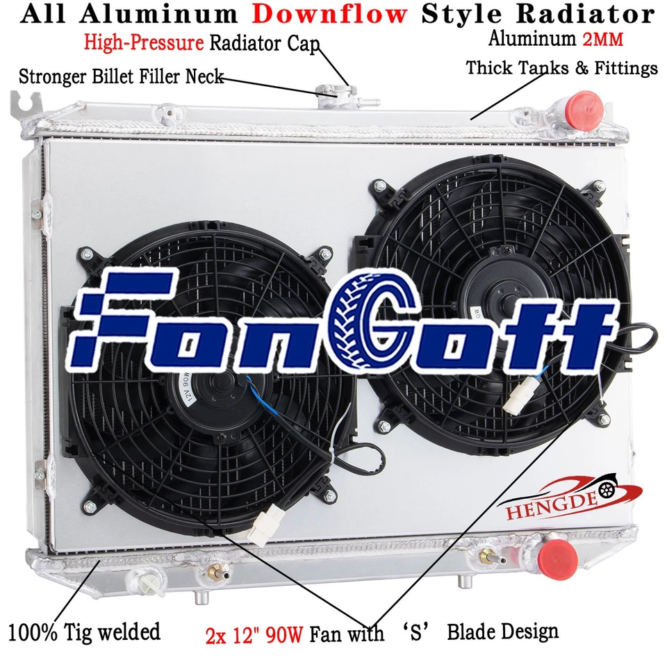 3 Row Radiator Shroud Fan For 86-04 1989 Nissan Pickup Pathfinder D21 2.4L 3.0L - Image 1 of 4