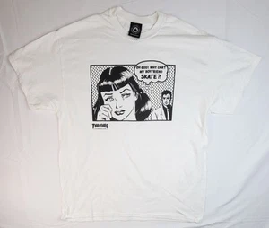 Vtg XL White Thrasher Skateboarding Shirt Oh God! Why Can’t My Boyfriend Skate? - Picture 1 of 6