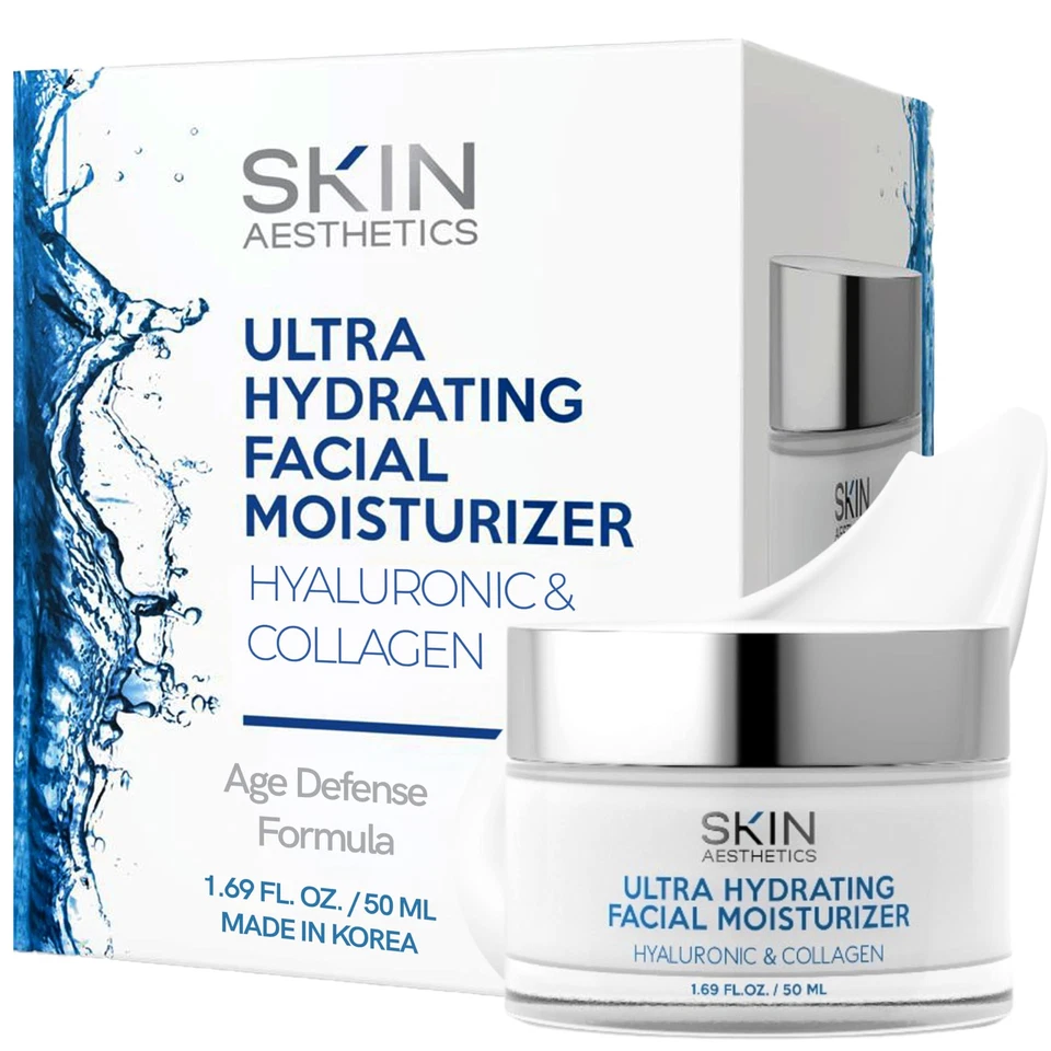 Skin Aesthetics Ultra Hydrating Facial Moisturizer Hyaluronic Collagen 1.6 FL Oz