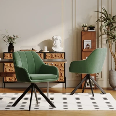 Esszimmerstühle 2/4/6er Set Küchenstühle Armlehne Samt Drehstuhl Grün - Bild 1 von 4