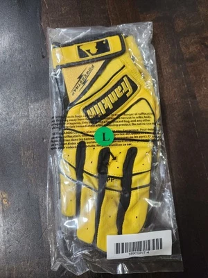 Guantes de bateo de béisbol Franklin Powerstrap adultos grandes amarillos y negros nuevos Foto 1 de 3