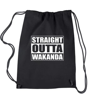 FerociTees Straight Outta Wakanda Cotton Drawstring Backpack - Picture 1 of 3