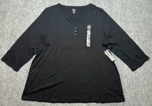 New Directions Intimates Pajama Top Womens Size 1X Black 3/4 Sleeve Button New - Picture 1 of 9