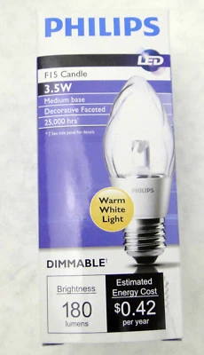 Philips 3.5W = 25W Equivalent, Soft White (2700K) F15  Dimmable LED Light New - Image 1 of 4