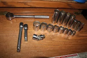 Vintage 19 Pc Crescent Tools 3/8 Drive Socket Set W Ratchet Driver - Picture 1 of 9