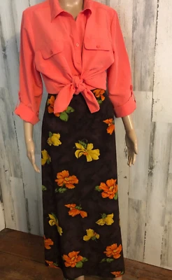 Maxi Falda Vintage Años 70 VARIACIONES Marrón Floral Talla 7/8 Línea A Hecha en Canadá Foto 1 de 4