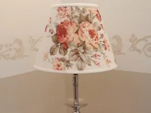 Lampenschirm Rose Leinenoptik Ø20cm rund Schirm E14 Creme für Tischlampe Schirm - Bild 1 von 4