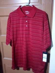 PGA Tour Men's Polo Golf Shirt Jockey Red Striped Short Sleeve Sz XL New w/tags - Picture 1 of 6