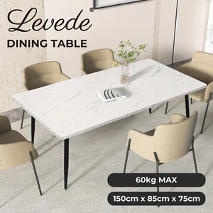 Levede 150cm Dining Table 6 Person Seater Marble Texture Steel Leg Home Office - Picture 1 of 9
