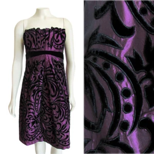 *SALE!* Badgley Mischka Strapless Warm Purple / Black Silk Cocktail Dress size 2 - Picture 1 of 7