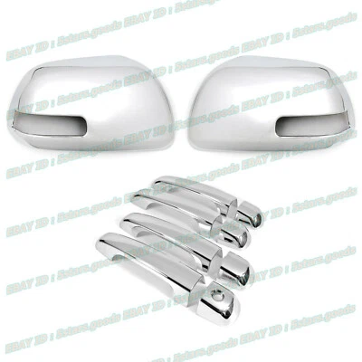 Espejo retrovisor de señal lateral cromado para Toyota 4Runner 2010-2013 + tapicería de manija de puerta Foto 1 de 4