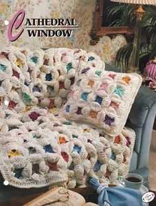 Annie's Crochet Afghan CATHEDRAL WINDOW Pattern Leaflet - Picture 1 of 2