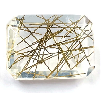 Golden Rutilated Quartz 130 Ct Emerald Shape EGL Certified Loose Gemstone MKY - Image 1 of 4