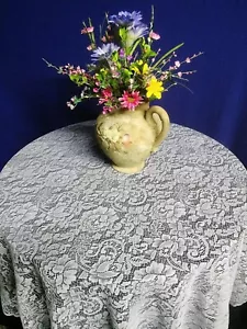 White Lace Scalloped Tablecloth 70" Round Rose Garden Dining Room Kitchen - Picture 1 of 6