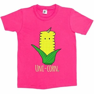 Uni-Mais mit Zuckermais & Horn Einhorn Kinder Jungen / Mädchen T-Shirt - Bild 1 von 12