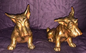 PANZER BRONZE NEW YORK SCOTTIE HUNDE PAAR SCOTCH TERRIER UM 1930 ART DECO - Bild 1 von 12