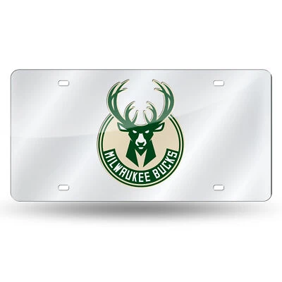 Milwaukee Bucks NBA Mirrored Laser Cut License Plate Laser Tag - Image 1 of 4