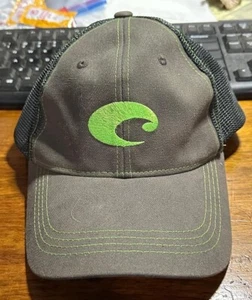 Costa Del Mar Trucker Hat Strapback Gray Trucker Neon Green Logo Hat Cap #TP - Picture 1 of 3