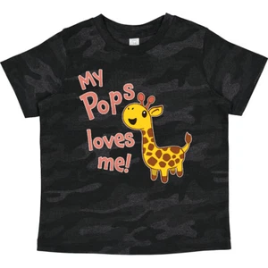 Inktastic My Pops Loves Me- Cute Giraffe Toddler T-Shirt Family Giraffes Grandpa - Picture 1 of 12