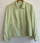Talbots Full Zip Up Jacket Size 8 Lime Green Lined Long Sleeve Faux Suede Blazer