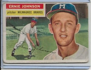1956 Topps Baseball Card Ernie Johnson Pitcher Milwaukee Braves G/B GD # 294 - Picture 1 of 2