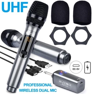 Wireless Supercardioid Dynamic Vocal Microphone Dual UHF Mic Handheld Rechargeab - Picture 1 of 12